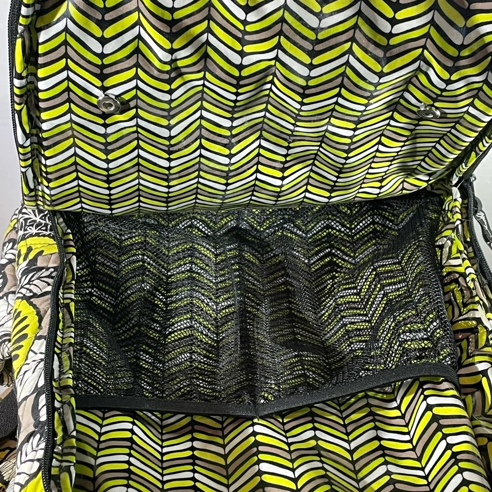 Vera Bradley Yellow Black Floral Quilted Baby Backpack